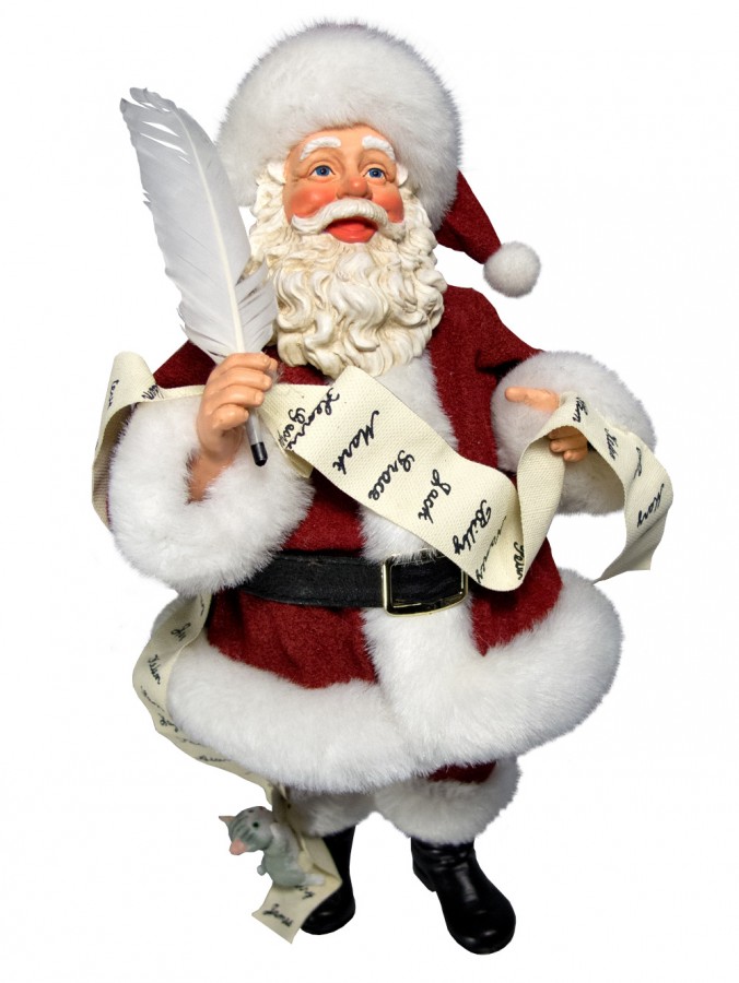 List Checking Decorative Santa Holding Quill - 27cm