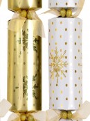 White & Gold With Dots & Snowflakes Christmas Cracker Bon Bons - 6 x 41cm