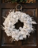 50cm Arctic White Christmas Wreath With Iridescent Berries & Juniper Picks