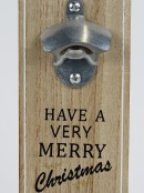 Natural Wood Have A Very Merry Christmas Bottle Opener & Cap Catcher - 30cm