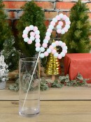 49cm Baby Pink & Blue Pom Pom Ball Candy Canes Spray Long Christmas Stem