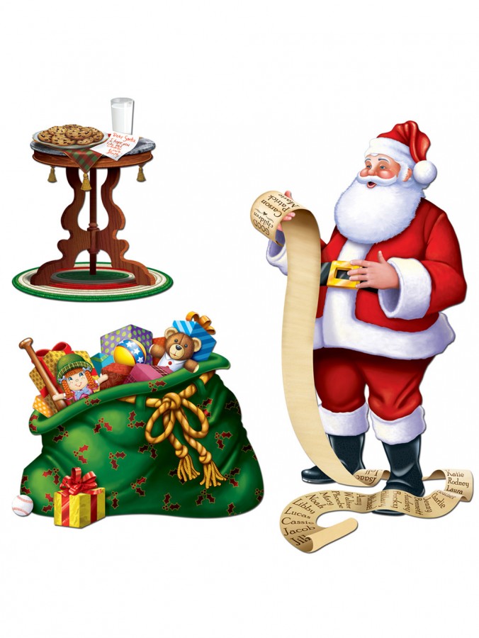 Santa Present Sack & Table Cut-outs - 3 Pack