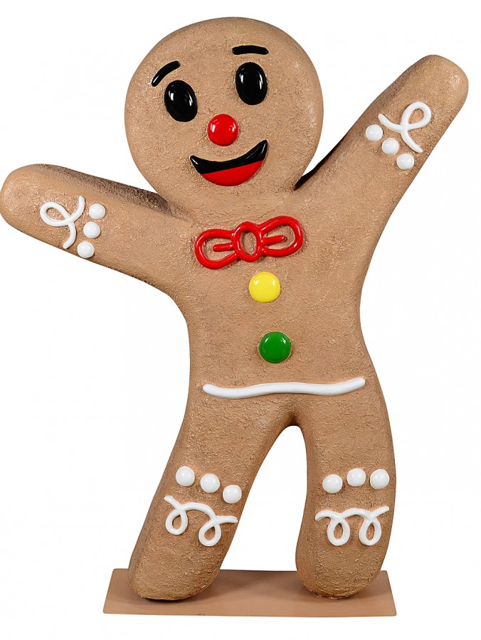 1.4m Cheery Gingerbread Man In Posing Stance Life Size Resin Ornament