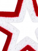 50cm Red & White Flocked With Silver Large Hollow Christmas Star Tinsel Plaque