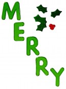 41cm Merry Christmas With Holly & Berries Gel Window Cling