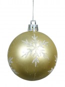 Soft Matte Gold & Metallic Ivory With Gold Snowflake Print Baubles - 12 x 60mm