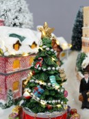 Winter Town Christmas Village Scene With LED Lights & Rotating Tree - 36cm