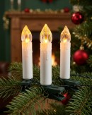 50 Warm White LED Static Flame White Christmas Candles With Clips | 4m