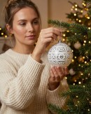 4x Dynamic White & Silver Signature Multi Textured Ball Bauble | 10cm