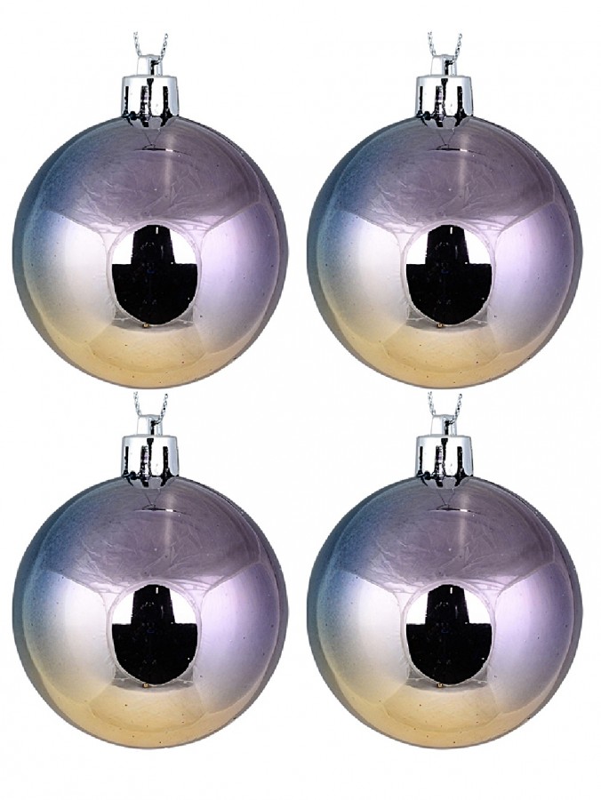 6x 60mm Metallic Rainbow-Like Iridescent Christmas Baubles