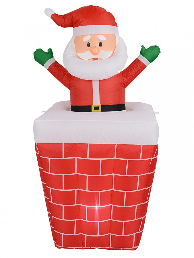 Santa In Chimney Animated & Illuminated Christmas Inflatable Display - 2.5m