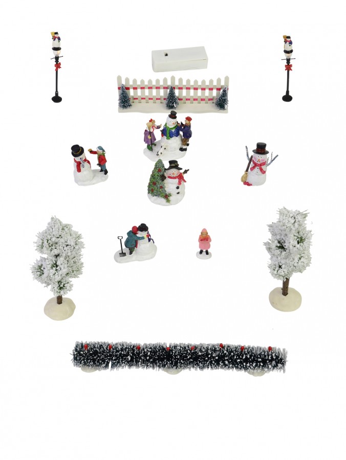 Traditional Resin Town Scene Figurines - 9 Piece Set