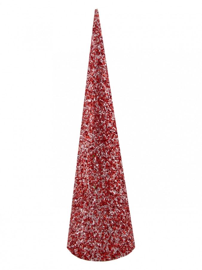 Red Glittered Table Top Tree With Beads Ornamental Trees - 45cm