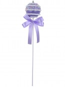 Pastel Purple Cupcake Bauble Stem With Iridescent Frosting & Satin Bow | 54cm