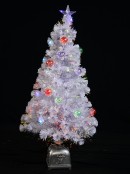 Winter Ice White Multi Colour LED & Fibre Optic Christmas Tree - 90cm