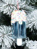 12cm Shiny Teal Popsicle With Frosting & Sprinkles Christmas Tree Ornament