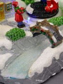 Home By The River & Train Christmas Scene With LED & Fibre Lights - 15cm