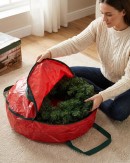 Christmas Wreath Storage Bag | Heavy Duty Case Fits Wreaths Up To 76cm