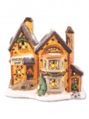 Illuminated 5 House & Church With 6 Figurines Village Scene - 2.6m
