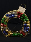 90cm Gold Wireframe Bauble With Baubles & Warm White LED Light Display