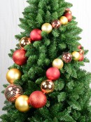 1.8m Large Red & Gold Bauble Swag Garland With Glitter Detailing