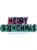 Red & Green ' Merry Grinchmas ' Infinity Mirror LED Light Display & Stand - 53cm