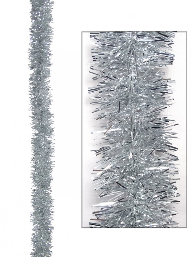 Silver Metallic 6ply Tinsel Garland - 50mm X 5m | Garlands, Wreaths ...