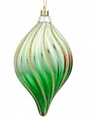 Red, Green & Pink Gradated Onion Baubles With Gold Stripes - 3 x 14cm