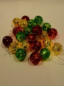 24 Warm White LED & Red, Green & Gold Baubles Christmas String Lights - 3.4m