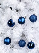 Blue Assorted Glitter, Matte & Metallic Christmas Bauble Decorations - 6 x 60mm