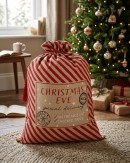70cm Natural Jute Red Striped Special Delivery Christmas Eve Santa Sack
