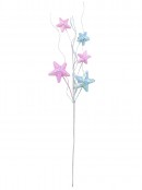 53cm Pastel Pink & Blue Christmas Stars & Curly Willow Spray Long Stem