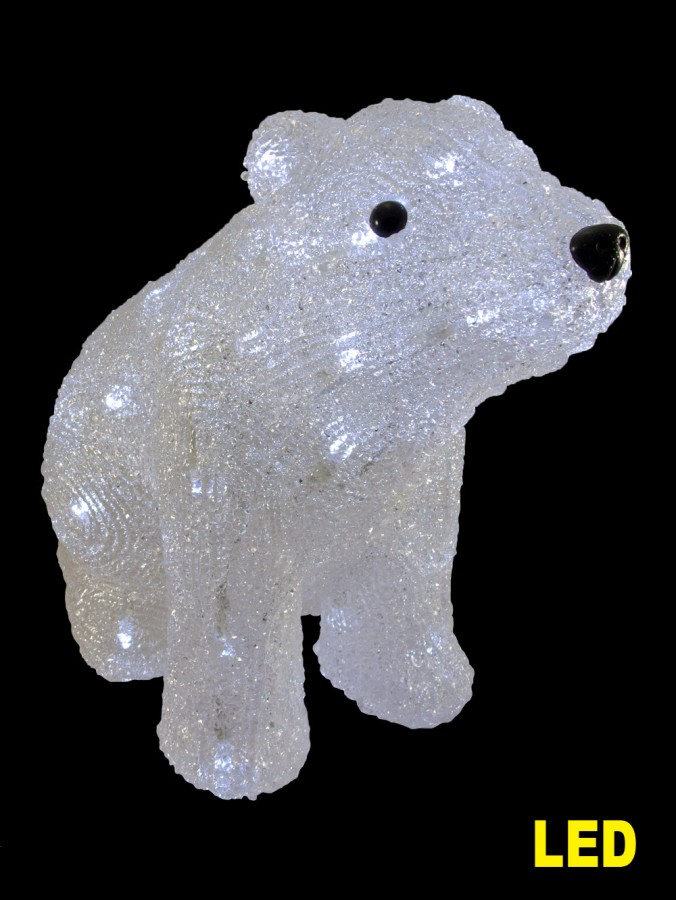Acrylic LED Sitting Polar Bear Light Display - 28cm
