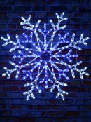 84cm Snowflake With Blue & Cool White LED Rope Light Display