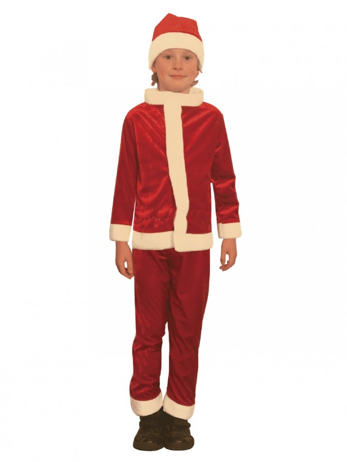 Cute Deluxe 4 Piece Red Velvet Children's Woklan Santa Suit Costume