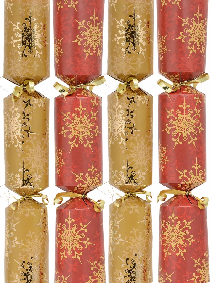 Red & Gold With Snowflakes Pattern Christmas Cracker Bon Bons - 12 x 30cm