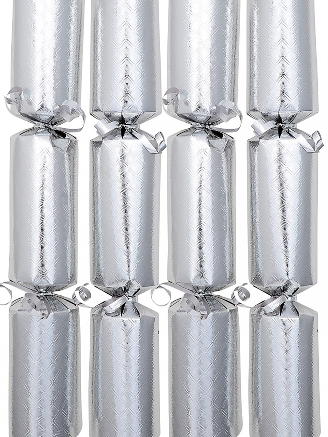 Shiny Silver With Criss Cross Pattern Christmas Cracker Bon Bons - 50 x 30cm