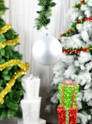 20cm Shiny Metallic Silver Large Display Christmas Bauble