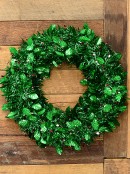 42cm Holly Leaf & Berry Shimmer Tinsel Christmas Wreath