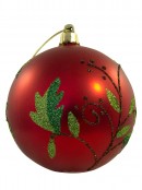 Red With Vine Pattern Baubles - 3 x 80mm
