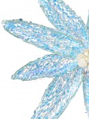 Turquoise Poinsettia With Iridescent sequins Christmas Flower Pick - 26cm