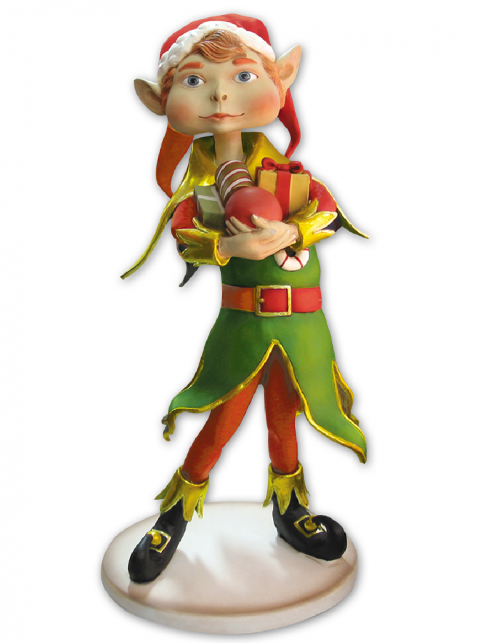 Gorgeous Santa's Little Helper Christmas Elf Boy Resin Life Size Decor - 1.3m