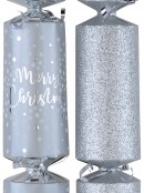 Silver Glittered & Matte With Dots Christmas Cracker Bon Bons - 10 x 36cm