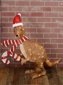 Warm White With Twinkle LED 3D Fabric Christmas Kangaroo Light Display - 1.1m