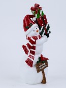 Merry Christmas Snowman & Gifts Decorative Resin Statue Ornament - 31cm