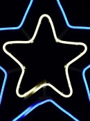 Blue & Cool White Christmas Stars Neon Flex Rope Light Silhouette - 63cm