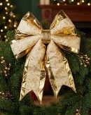 50cm Champagne & Gold Glitter Floral Pattern Monumental Bow
