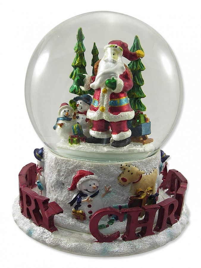 Santa & Merry Christmas Snowglobe - 16cm