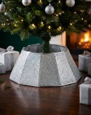 68cm Silver & Iridescent Glitter Prism Faceted Christmas Tree Collar
