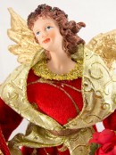 Red & Gold With Gold Wings Decorative Angel - 29cm